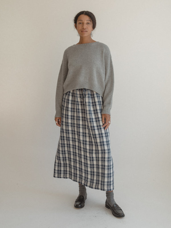Gillian Stevens Adrie Skirt Navy Plaid Greenbrook Clothing