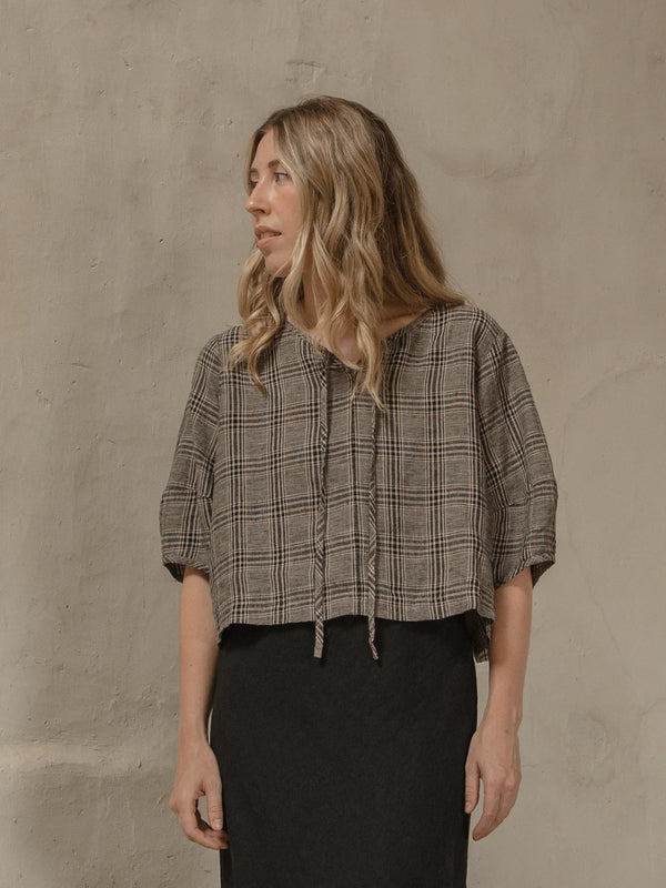 Gillian Stevens - Blair Top Grey Plaid