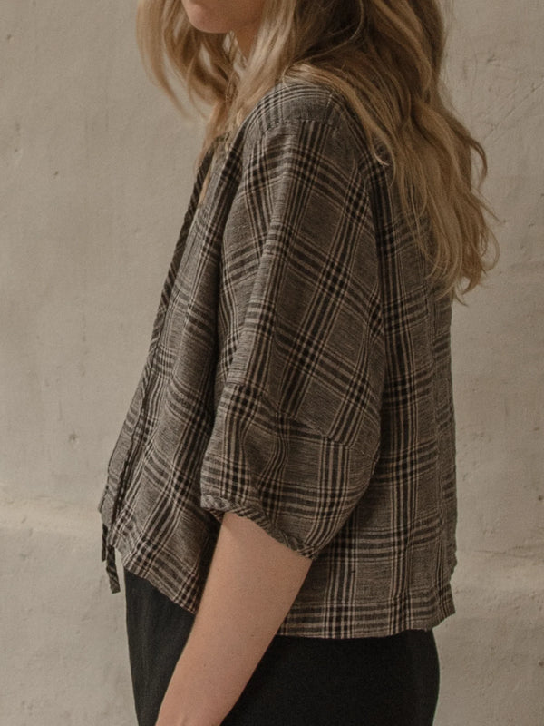 Gillian Stevens - Blair Top Grey Plaid