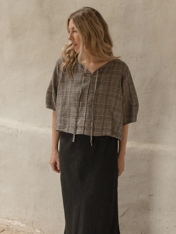 Gillian Stevens - Blair Top Grey Plaid