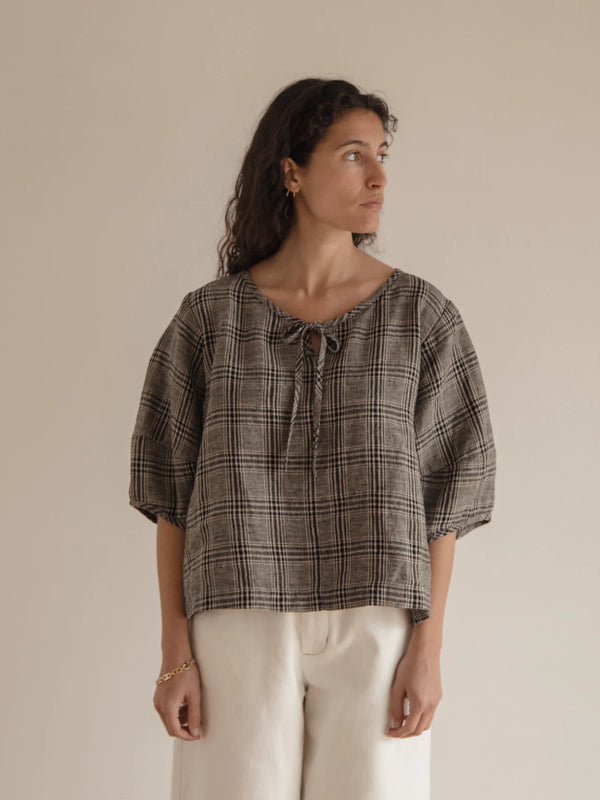 Gillian Stevens - Blair Top Grey Plaid