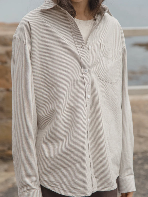 Gillian Stevens - Britta Shirt Charcoal Stripe