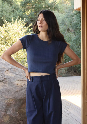 First Rite - Ana Crop Trouser Navy Twill