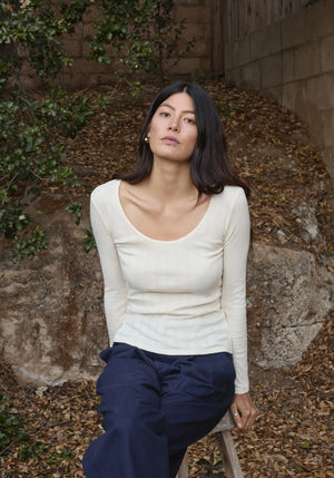 First Rite - Pointelle Scoop Long Sleeve Tee