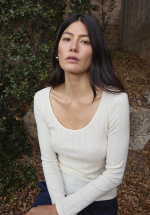 First Rite - Pointelle Scoop Long Sleeve Tee