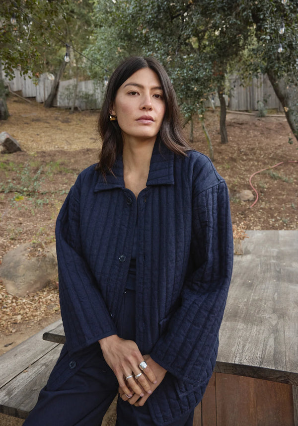 First Rite - Quilted Overcoat Navy