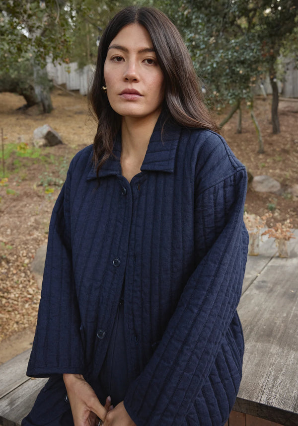 First Rite - Quilted Overcoat Navy