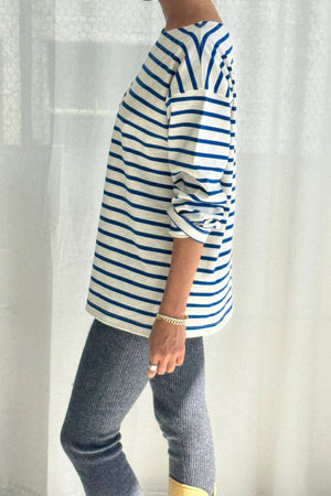 Le Bon Shoppe - Marseille Boat Neck Top Blue Cream