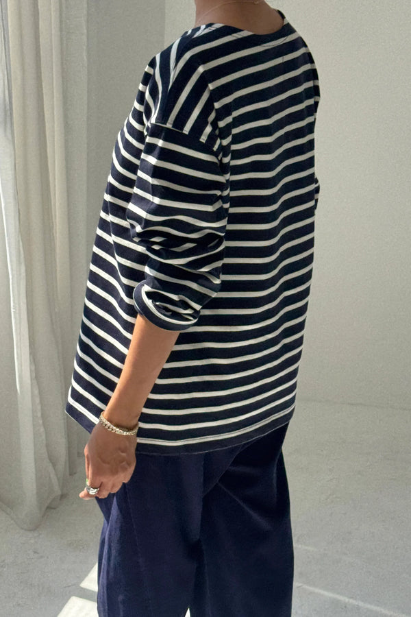 Le Bon Shoppe - Marseille Boat Neck Top Navy with White