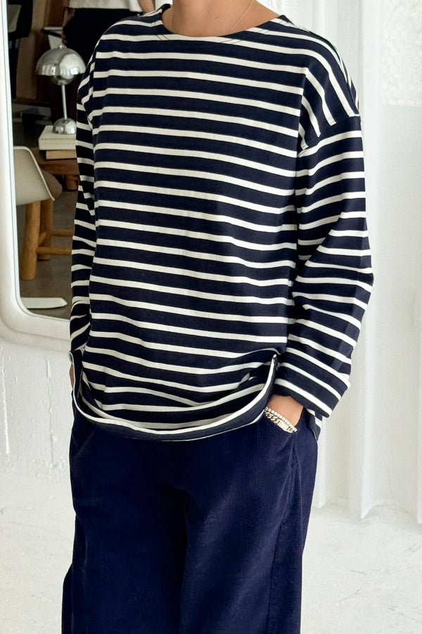Le Bon Shoppe - Marseille Boat Neck Top Navy with White
