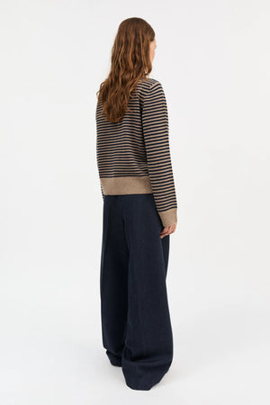 SKALL Studio - Senna Cardigan Brown/Navy Stripe