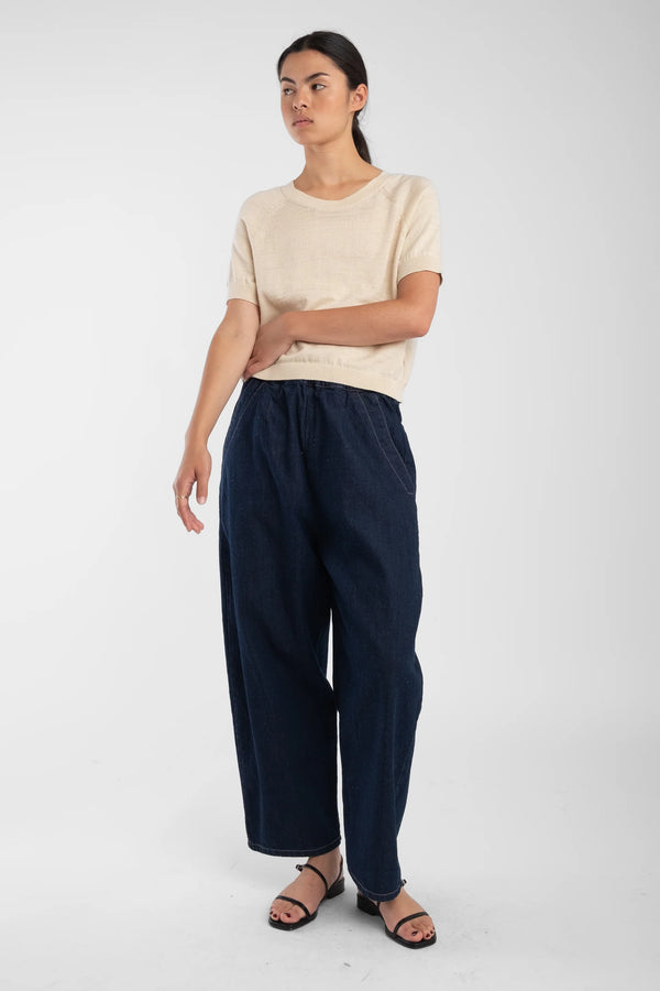 Micaela Greg - Barrel Pant Dark Indigo