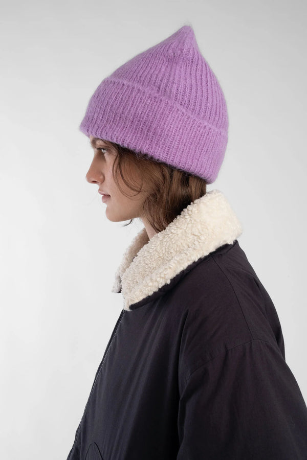 Micaela Greg - Violet Brushed Ribbed Hat
