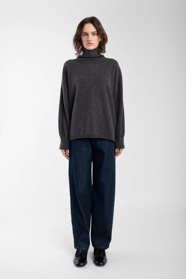 Micaela Greg - Charcoal Cashmere High Neck Sweater