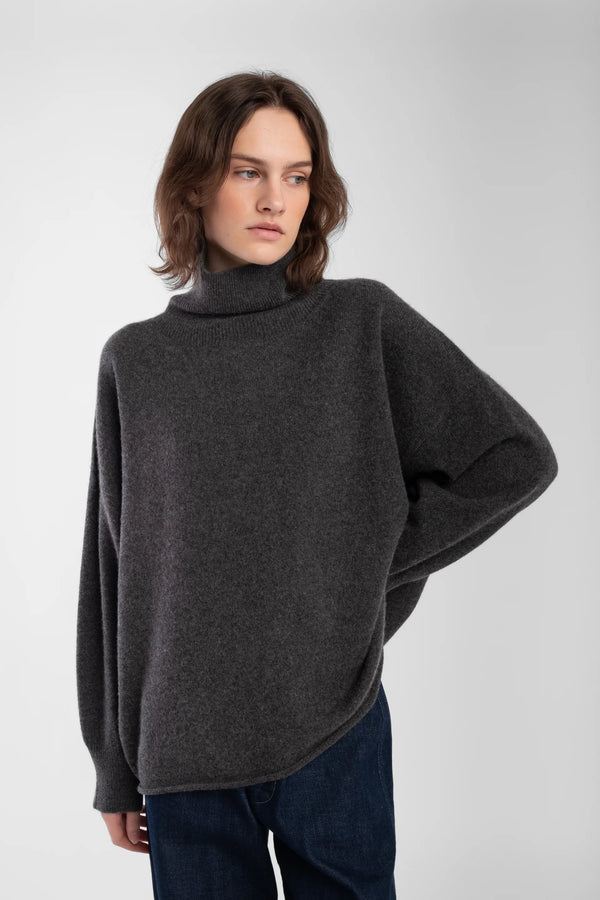 Micaela Greg - Charcoal Cashmere High Neck Sweater