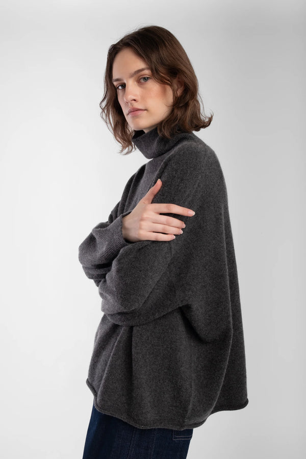 Micaela Greg - Charcoal Cashmere High Neck Sweater