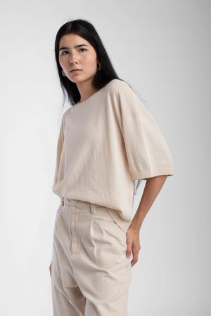 Micaela Greg - Cream Extrafine Knit Tee