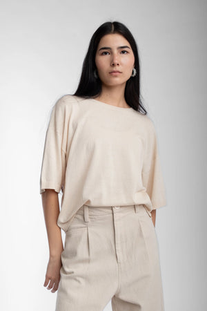 Micaela Greg - Cream Extrafine Knit Tee