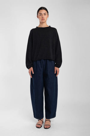 Micaela Greg - Faded Black Rolled Sweater
