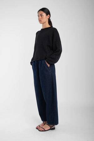 Micaela Greg - Faded Black Rolled Sweater