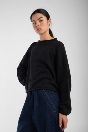 Micaela Greg - Faded Black Rolled Sweater