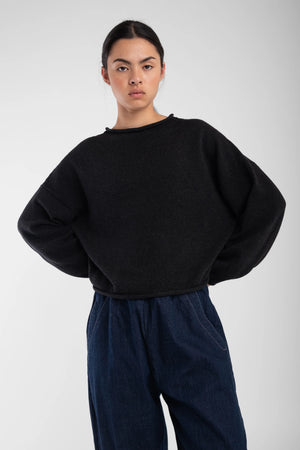 Micaela Greg - Faded Black Rolled Sweater